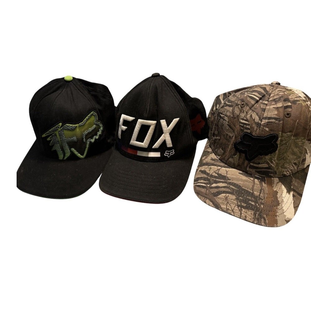 3 Fox Racing hats 1 snap back 2 fitted